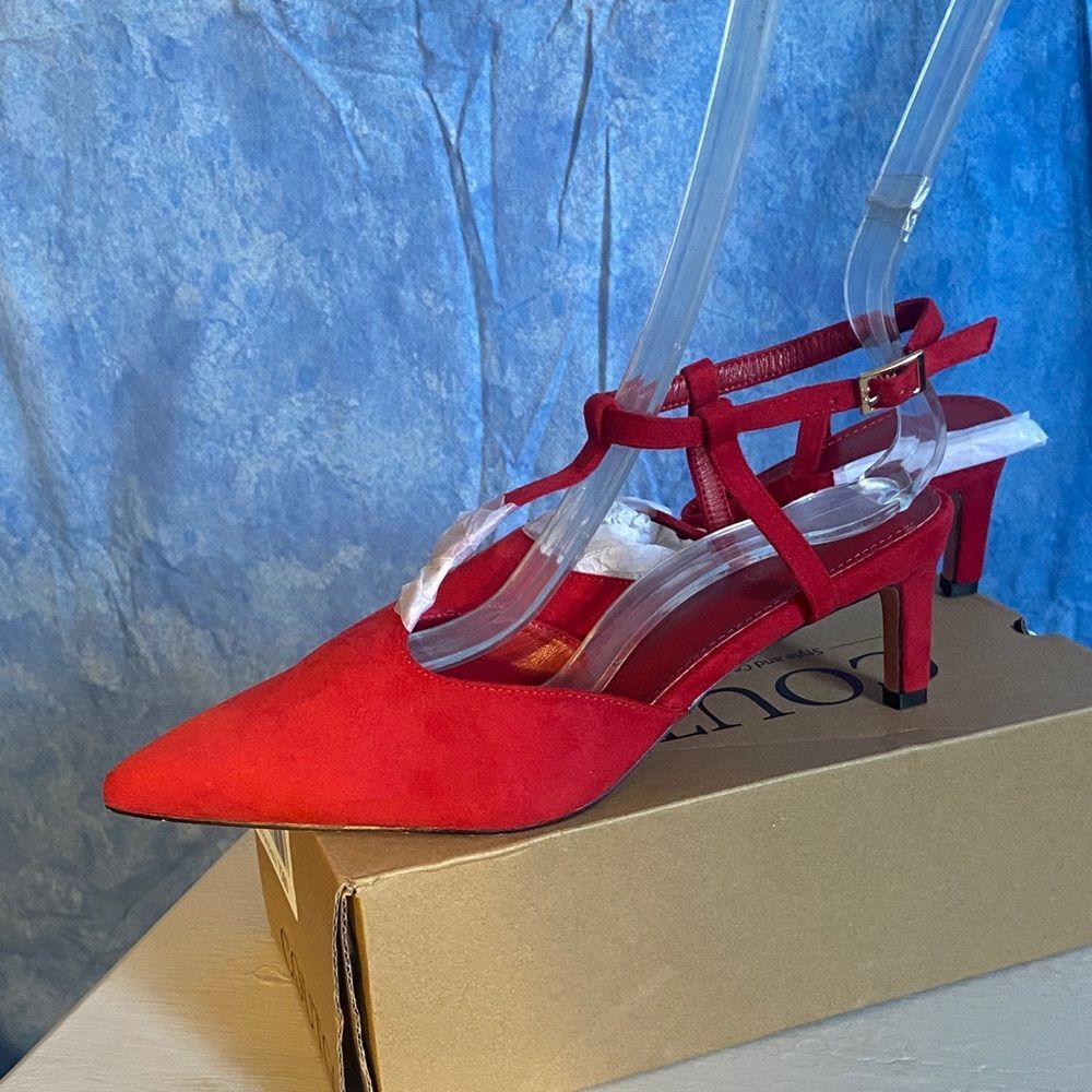 Elegant Red Women's Heels, sz 8.5, 5A-1311s004